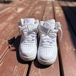 Mid Nike Air Force 1s in White